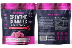 Bold Buns gomitas en bolsa de gimnasio ilustrando uso en estilo de vida activo