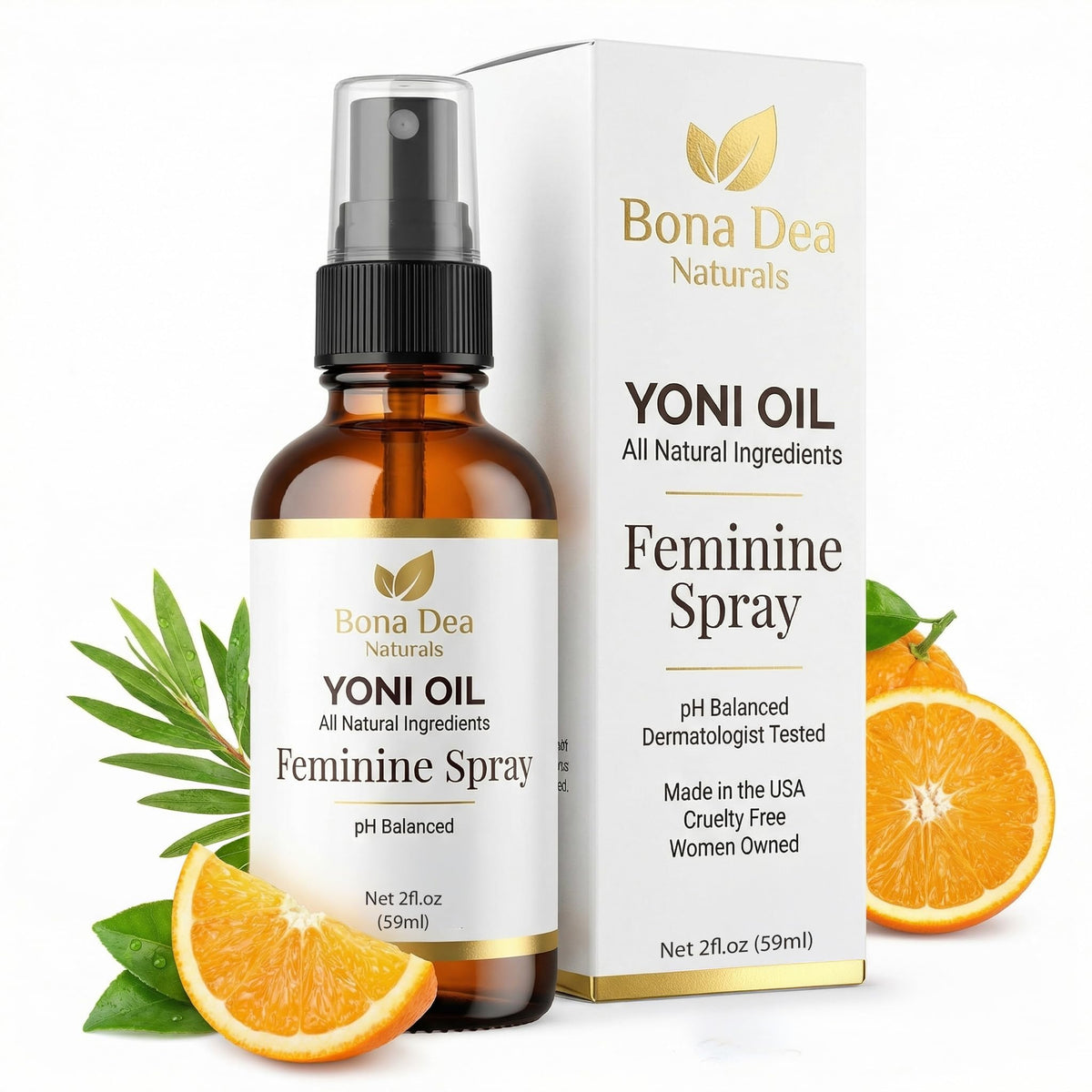 Bona Dea Naturals vista frontal del envase mostrando etiqueta clara y beneficios