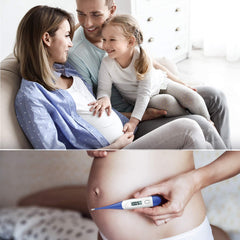 Boncare termómetro en uso simulado junto a bebé para medición rápida y cómoda