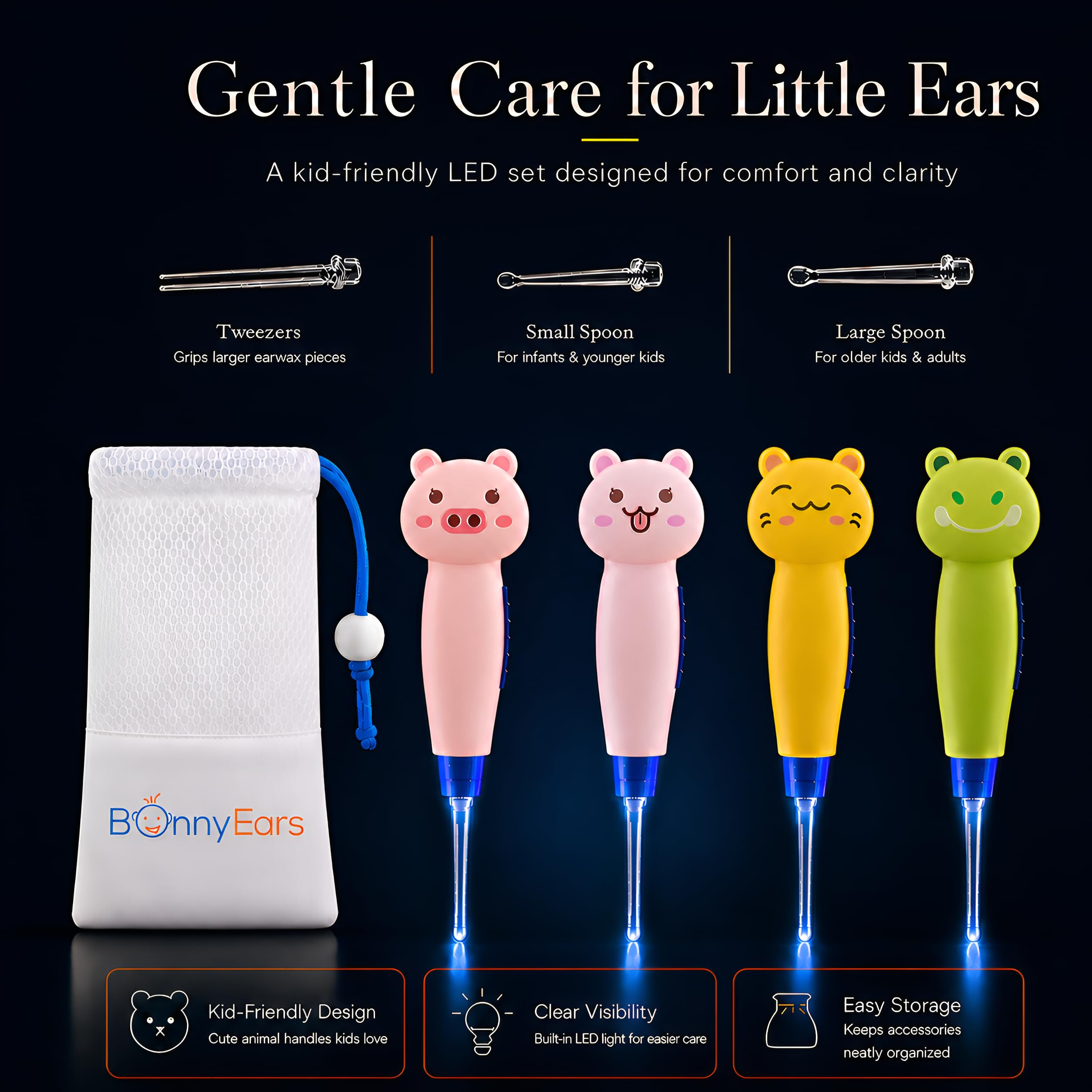 Bonny Ears cuatro palitas con diseño de animales que hacen la limpieza menos estresante