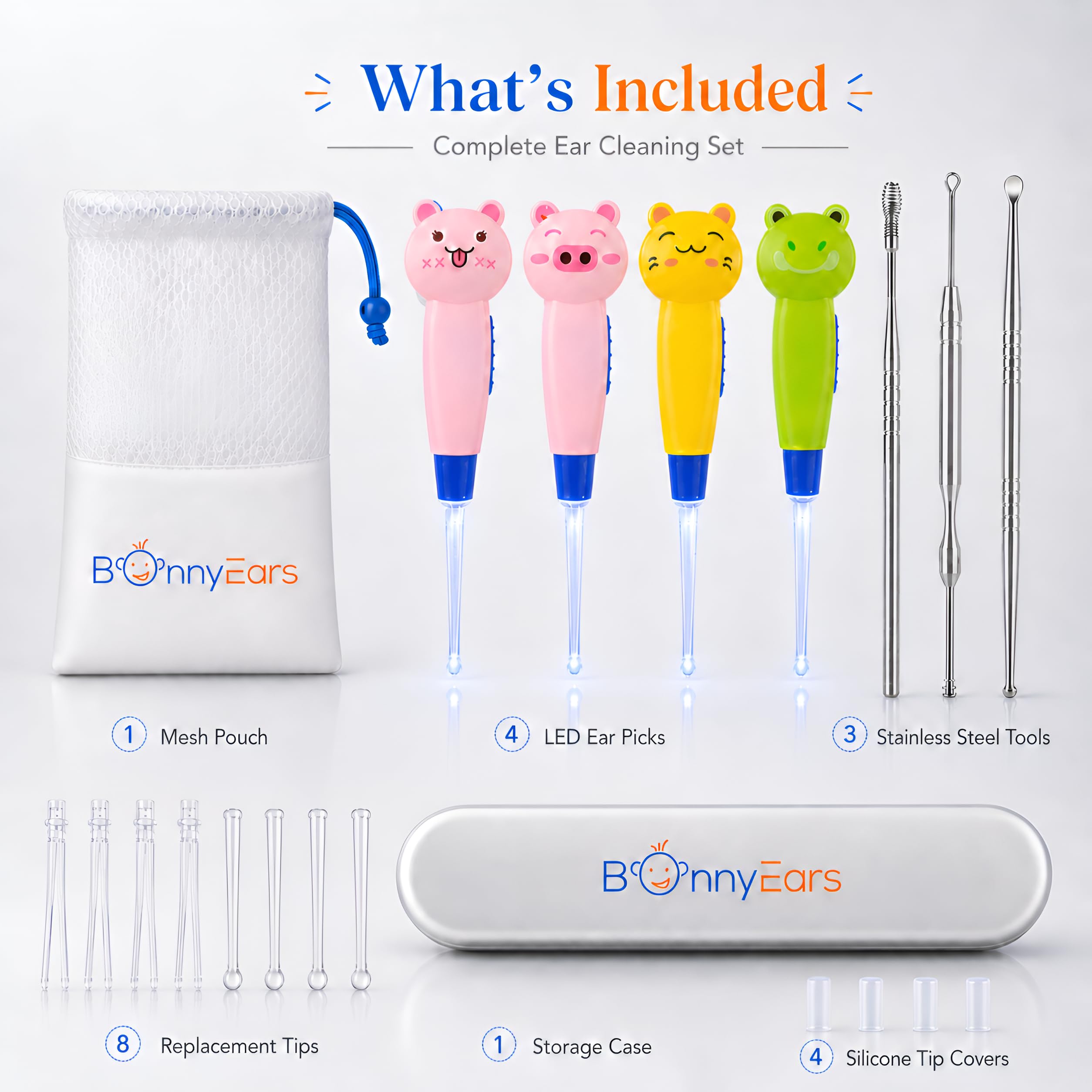 Bonny Ears primer plano del LED y punta de silicona que mejora visibilidad