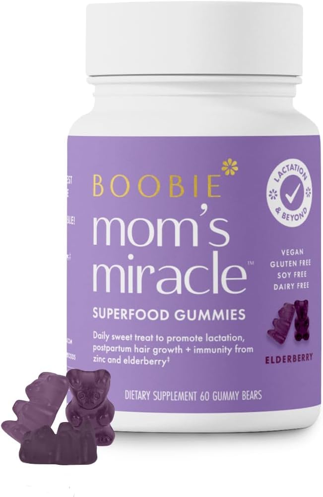 Boobie Brands frasco delantero de Gomitas Lactancia con diseño claro y práctico