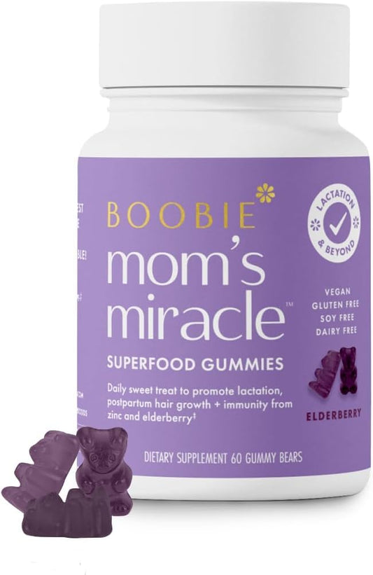 Boobie Brands frasco delantero de Gomitas Lactancia con diseño claro y práctico