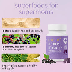 Moringa y saúco junto a gomitas Boobie Brands que resaltan ingredientes clave