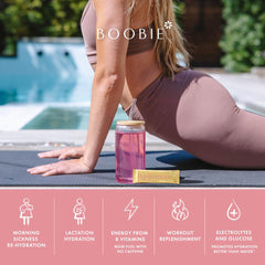 Boobie Hydromom etiqueta de ingredientes que muestra electrolitos y vitaminas B