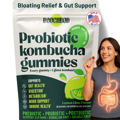 BoochBod envase frontal Lemon Lime mostrando beneficios y formato práctico
