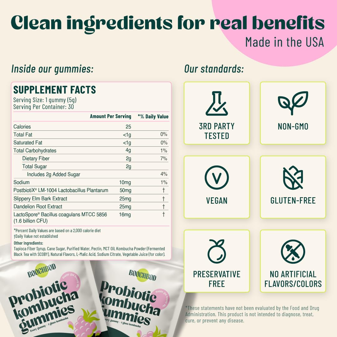 BoochBod ingredientes olmo resbaladizo y diente de león con beneficios digestivos