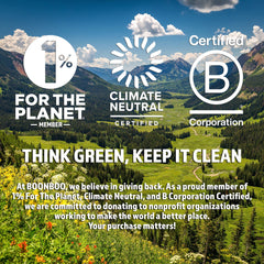 BOONBOO etiqueta con certificaciones FSC y B Corp, confianza ambiental