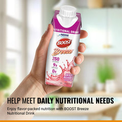 BOOST Breeze bebida clara en vaso mostrando textura ligera y refrescante para beber