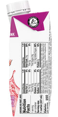 BOOST Breeze Wildberry envase junto a un vaso para comparar tamaño y porción