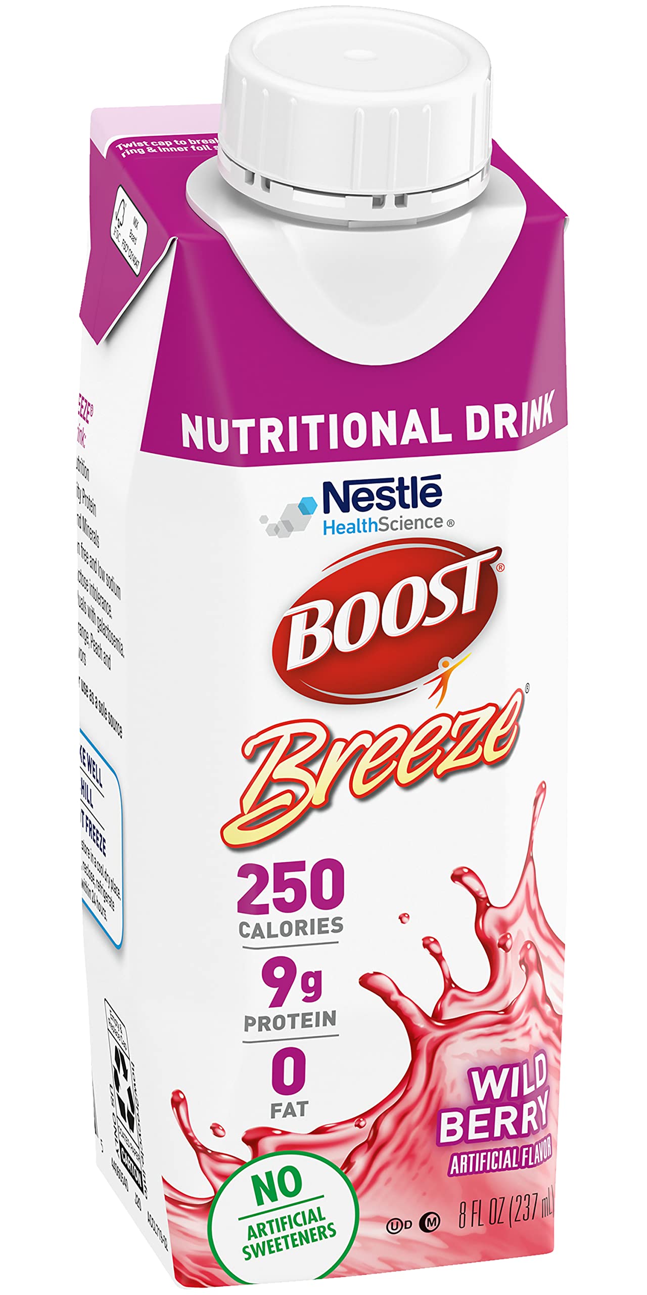 BOOST Breeze Wildberry primer plano del líquido transparente y color frutal