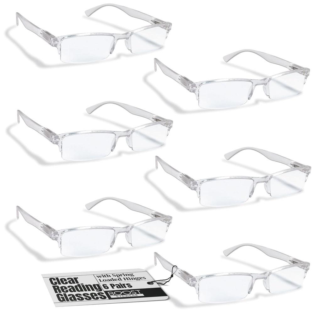 Boost Eyewear paquete frontal con seis pares transparente y beneficio accesibilidad inmediata