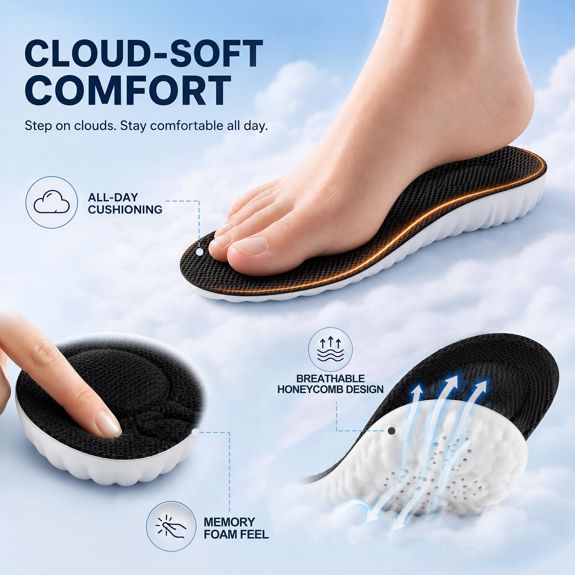 BOOTMOON plantilla colocada en zapatilla mostrando elevación discreta
