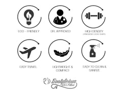 Bootylicious BBL Pillow junto a regla para comparar tamaño y portabilidad