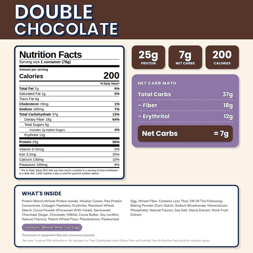 Bootylicious etiqueta nutricional destacando 25 g de proteína por porción