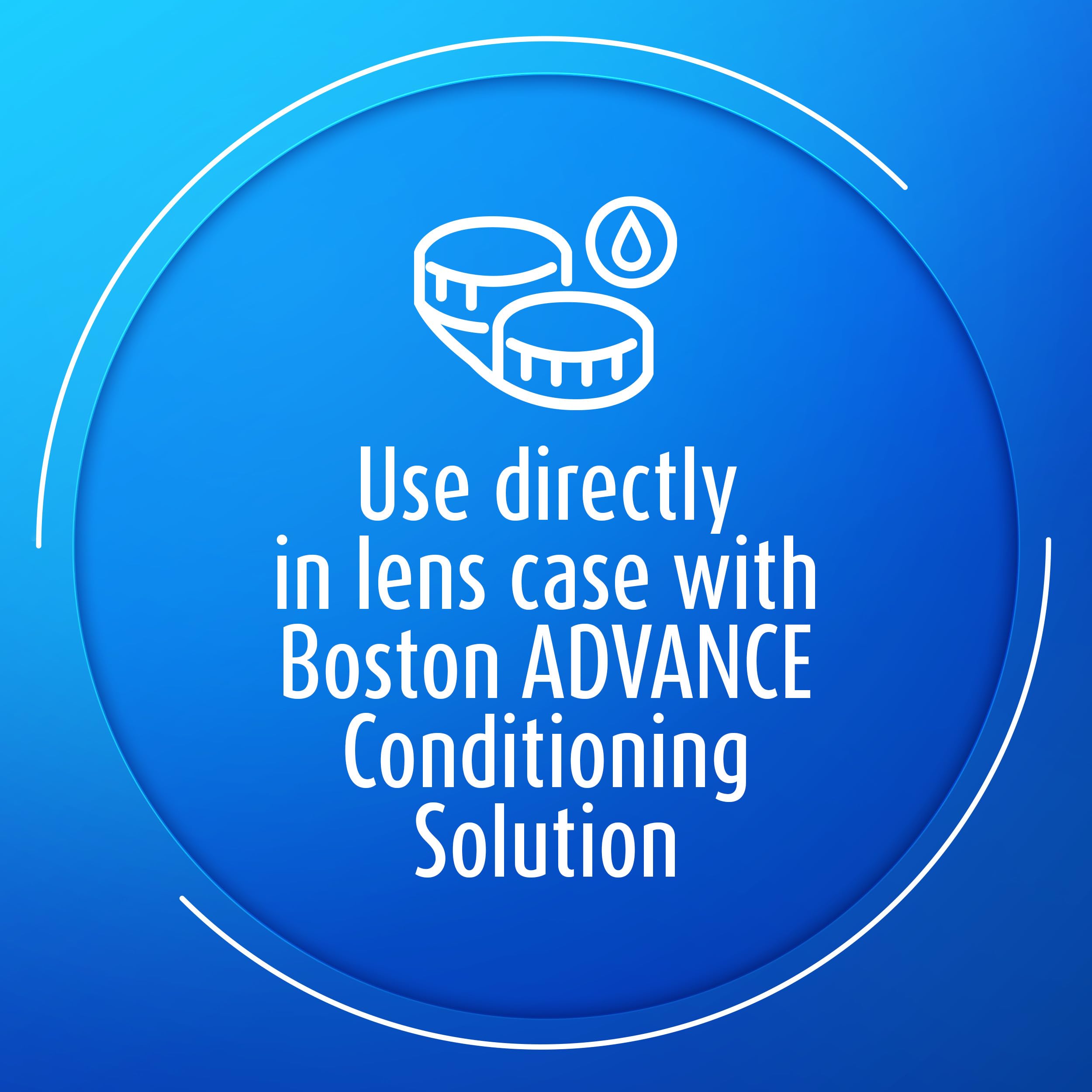 Boston en uso dentro de estuche de lentes ilustrando limpieza durante desinfección