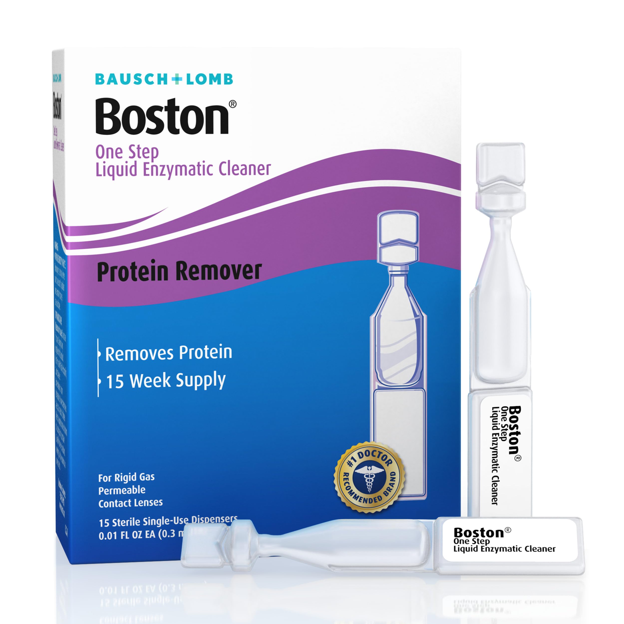 Boston frontal del paquete mostrando 15 dispensadores y beneficio de suministro semanal