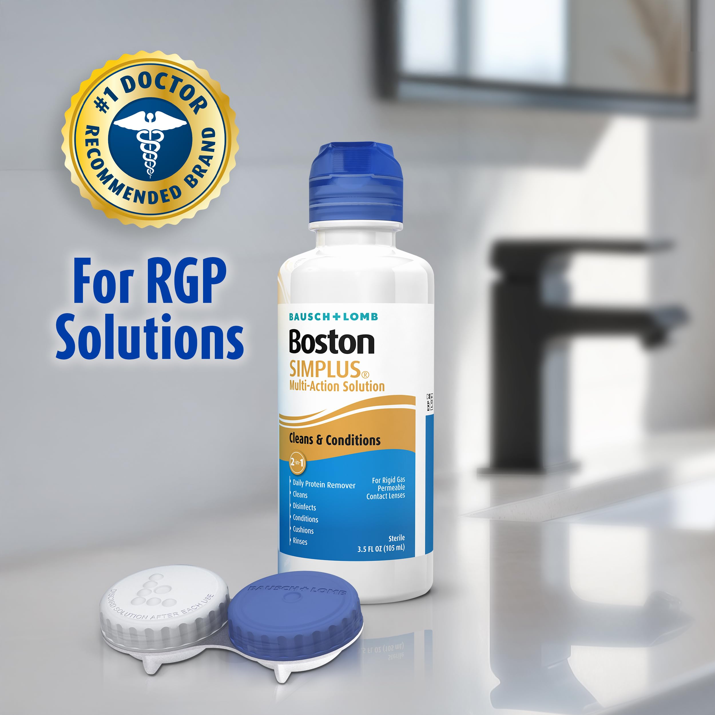 Boston SIMPLUS etiqueta con instrucciones claras y beneficios visibles