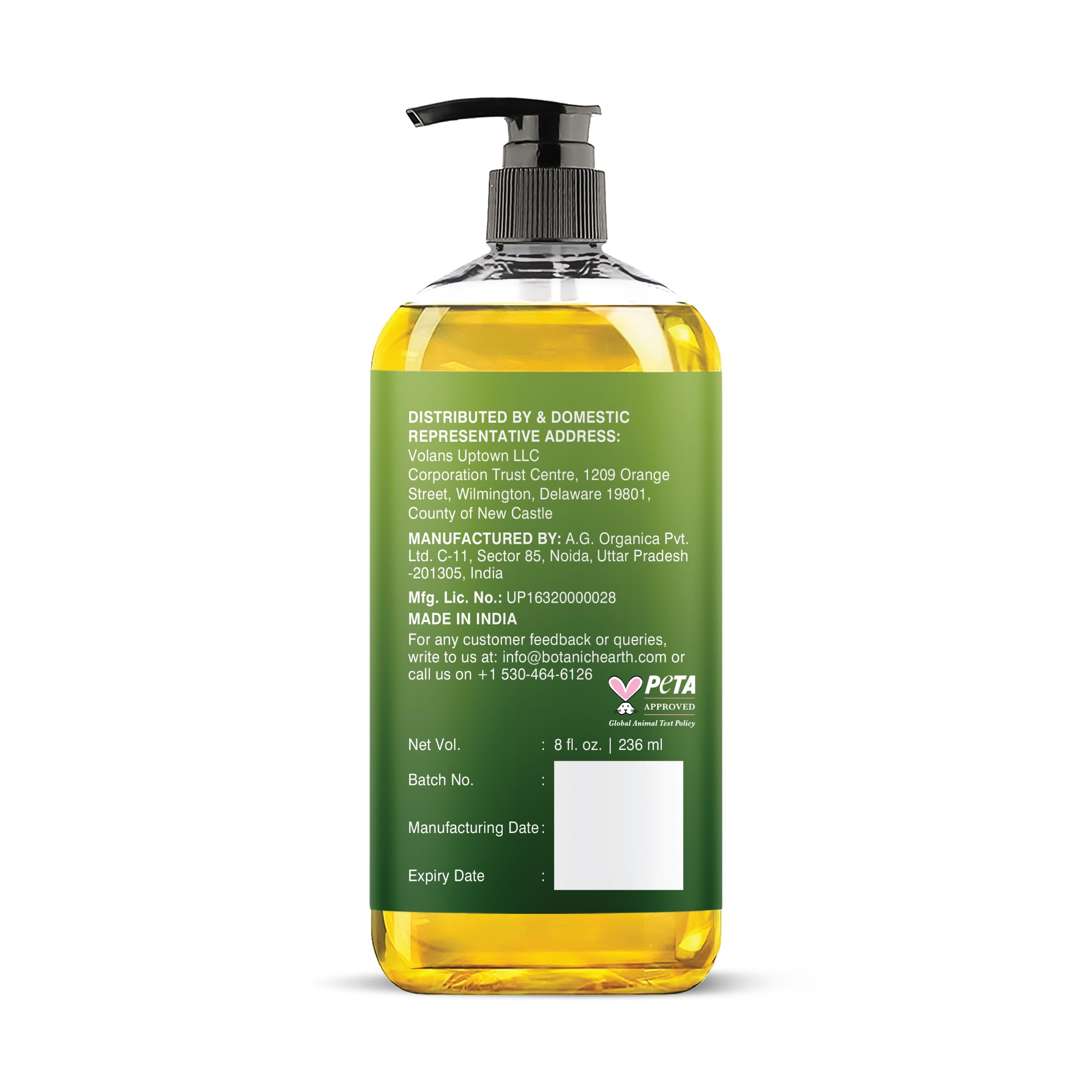Botanic Hearth etiqueta informativa con instrucciones y beneficios