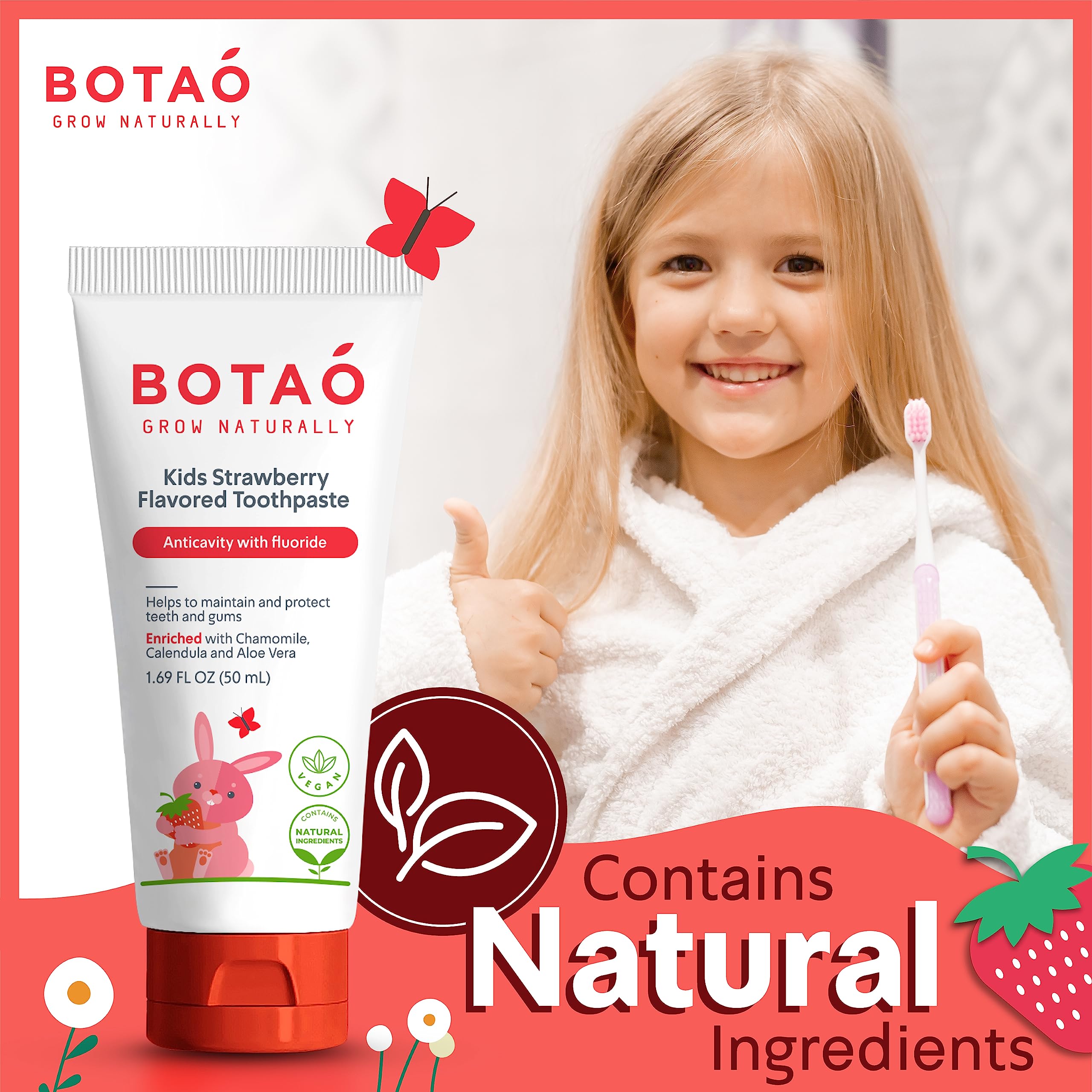 BOTAO pasta en cepillo infantil con sabor fresa, fomenta aceptación