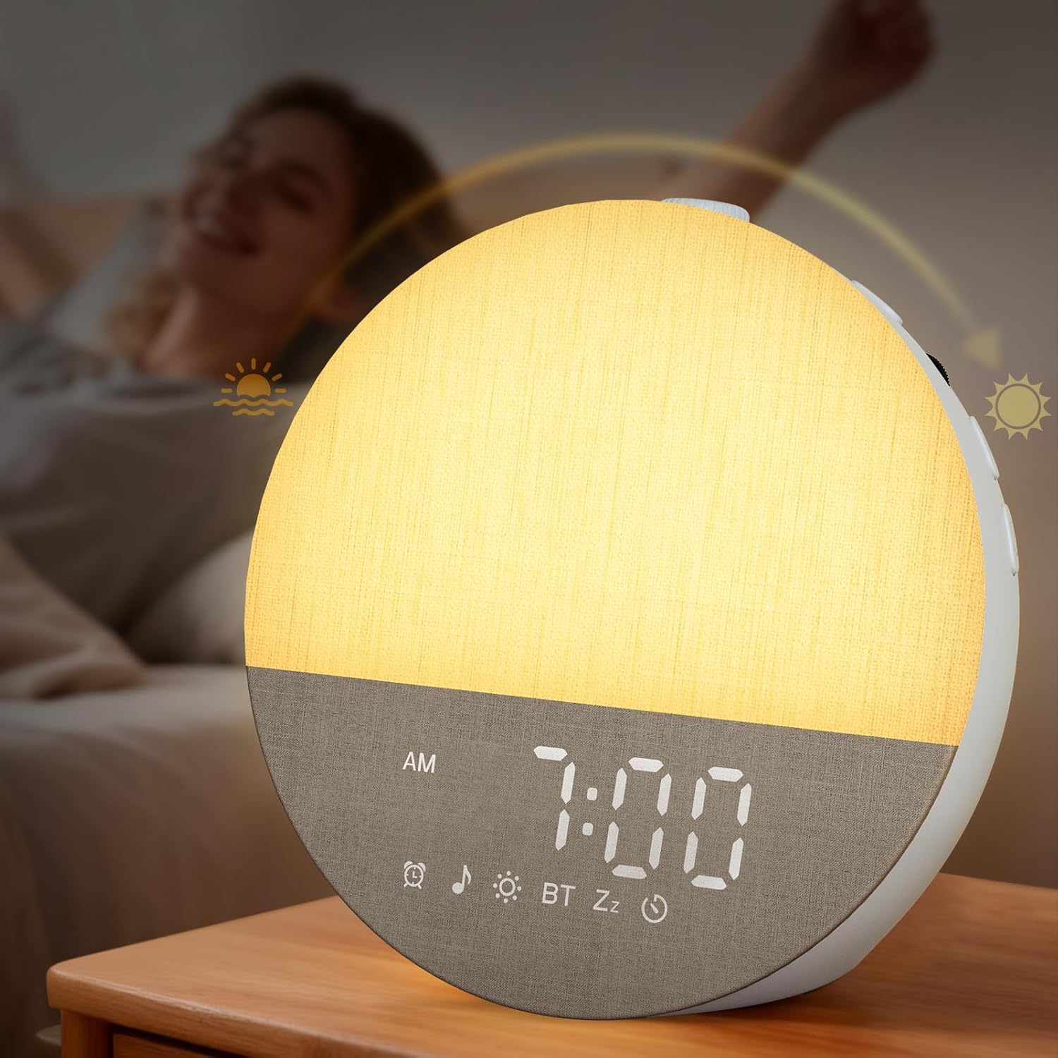 BOTDOYS vista frontal del despertador mostrando luz y diseño — comodidad visual