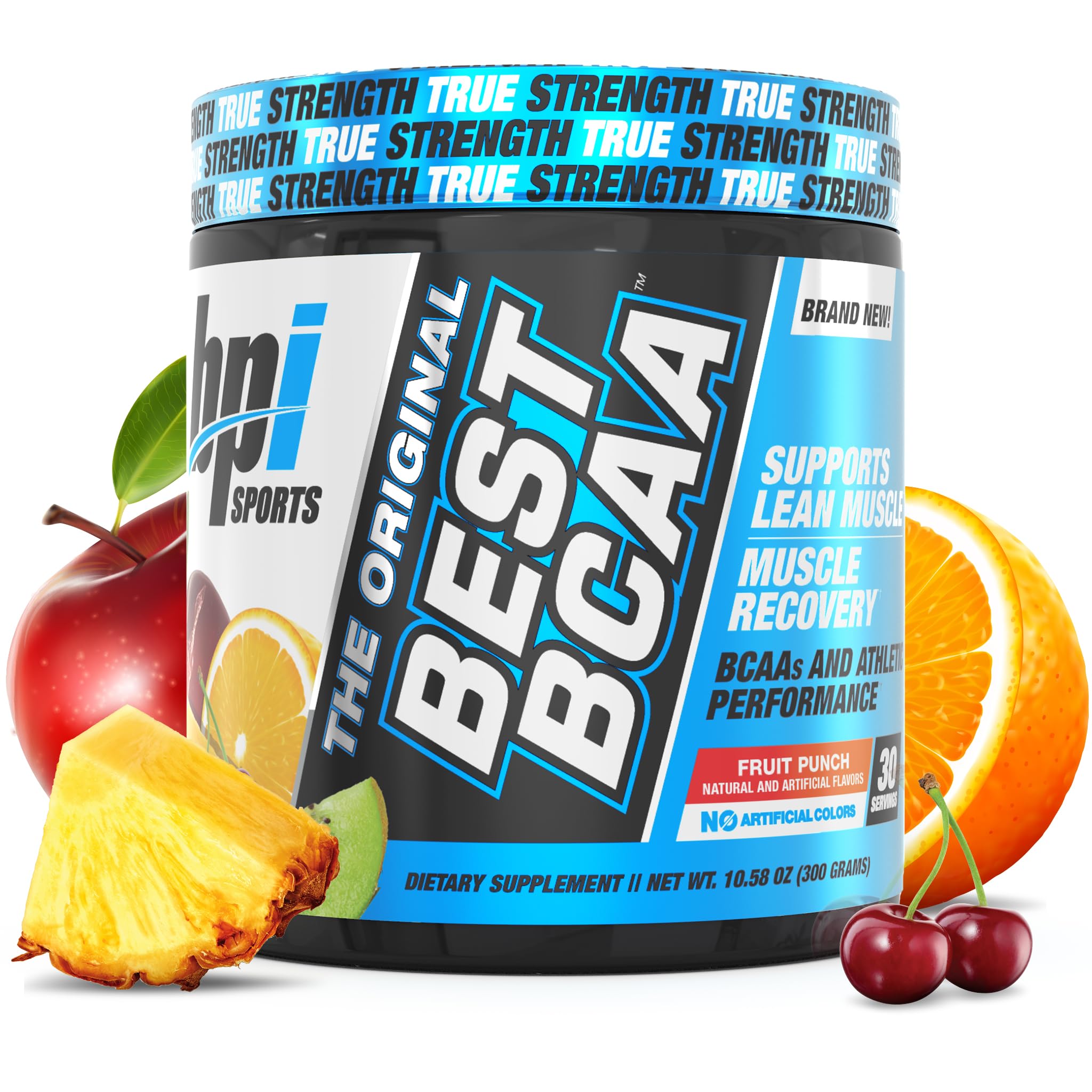 BPI Sports envase frontal Best BCAA Fruit Punch mostrando etiqueta y brillo