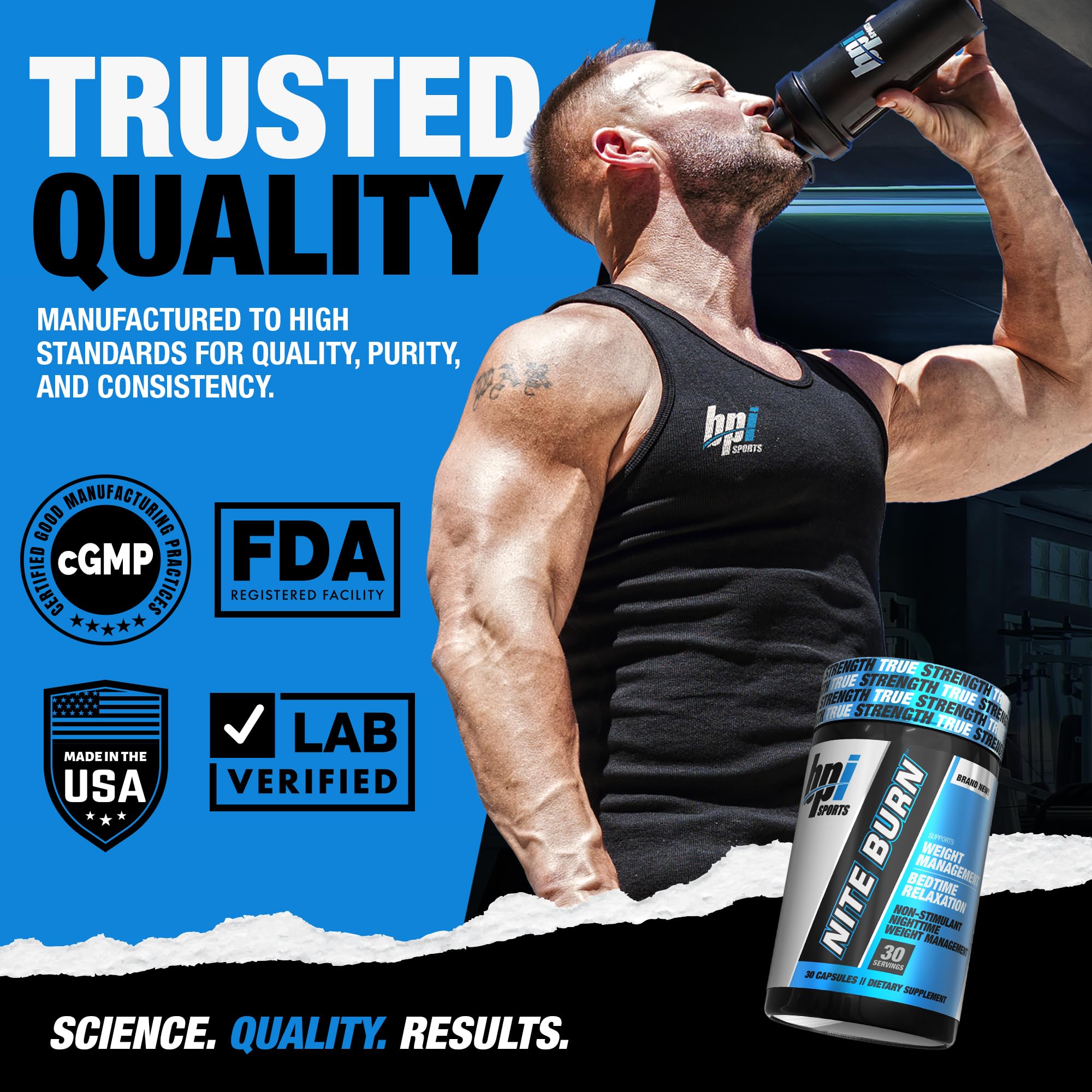 BPI Sports cápsula detalle textura y tamaño para fácil toma nocturna