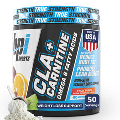BPI Sports frente del envase mostrando el diseño y sabor Fruit Punch, beneficios de conveniencia