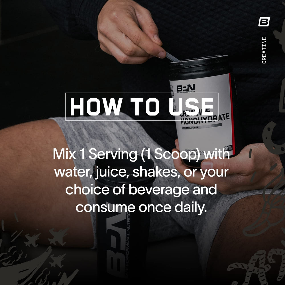 BARE PERFORMANCE NUTRITION cuchara con 5 g Creapure, medida precisa por porción