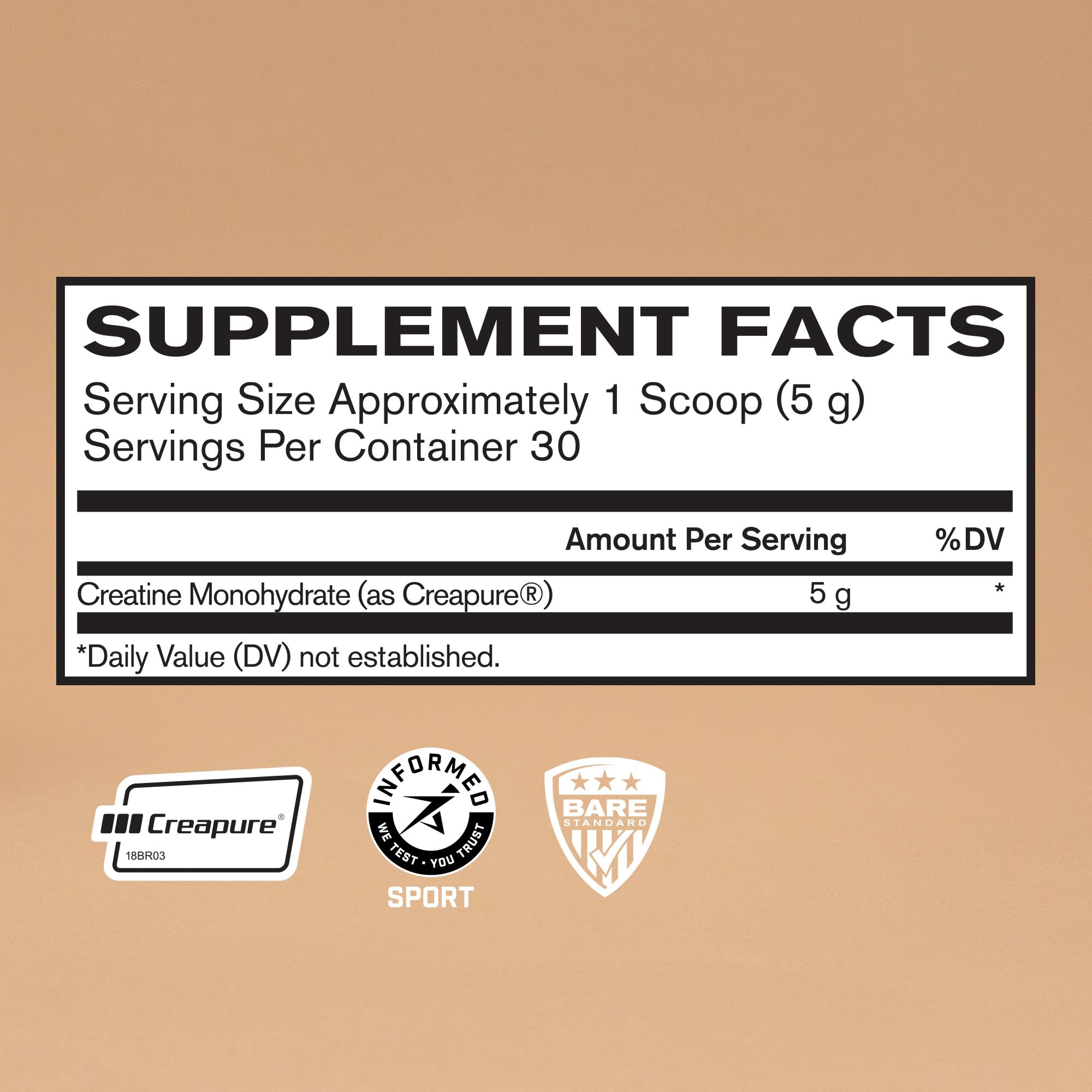 BARE PERFORMANCE NUTRITION textura del polvo Creapure, grano fino para fácil disolución