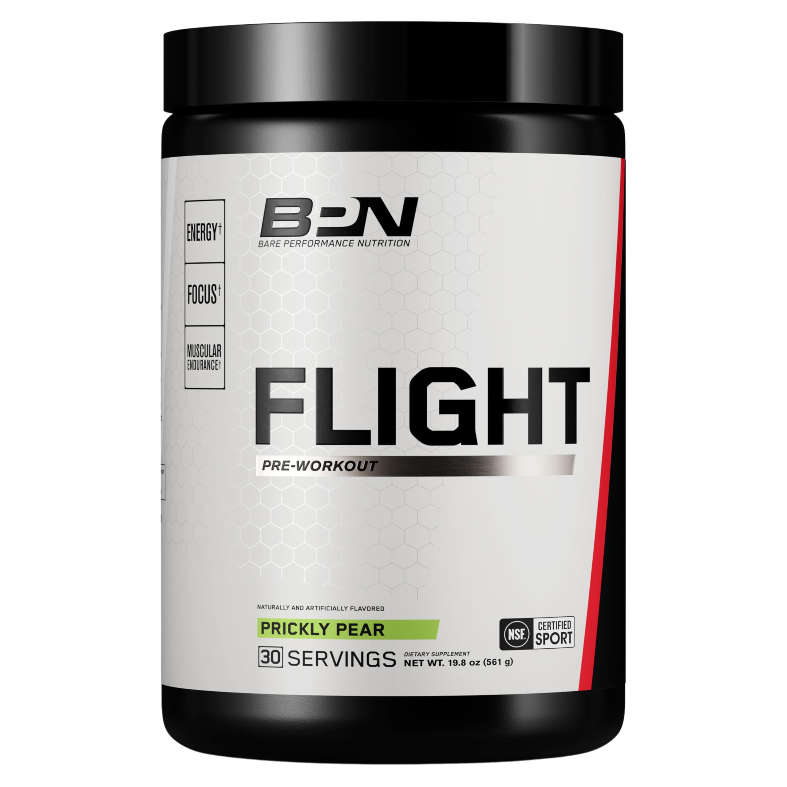 BARE PERFORMANCE NUTRITION Flight frente del envase mostrando etiqueta y beneficios