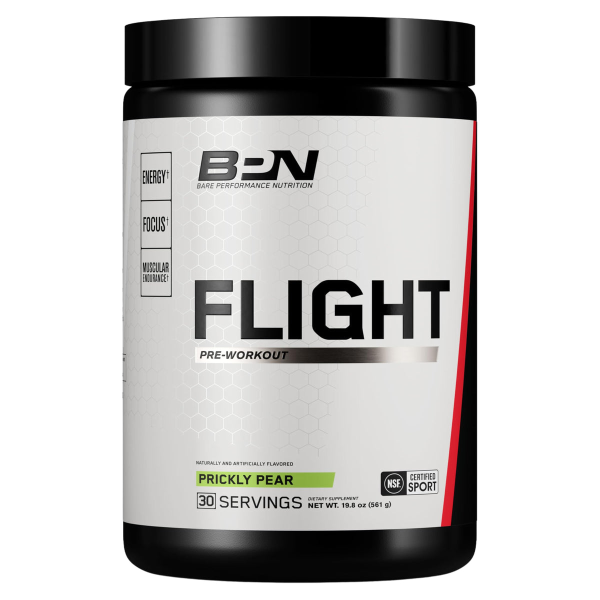 BARE PERFORMANCE NUTRITION Flight frente del envase mostrando etiqueta y beneficios