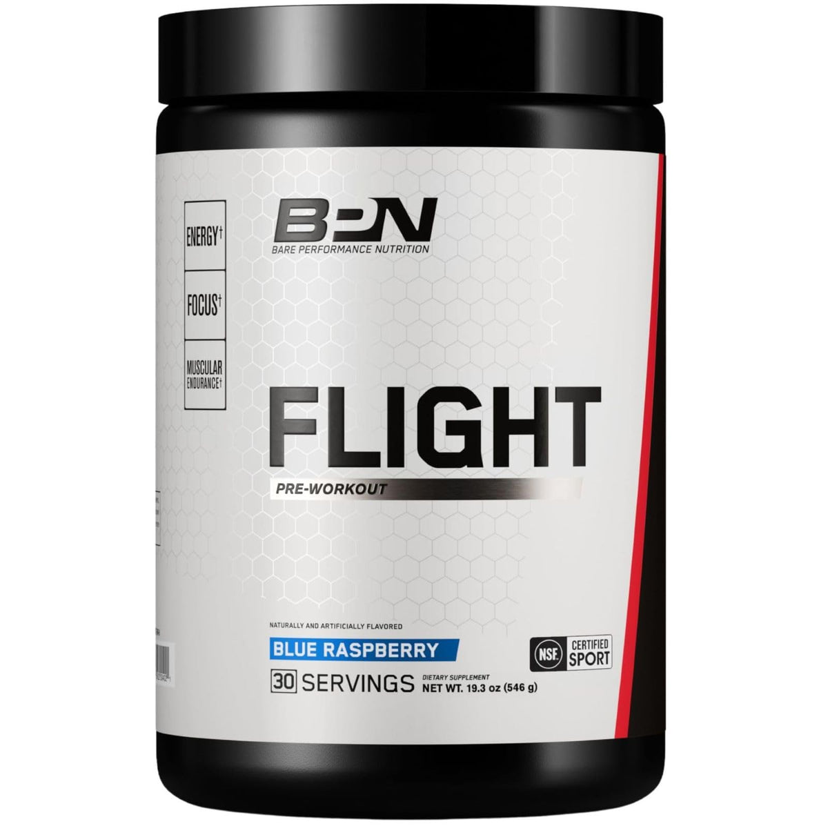 BARE PERFORMANCE NUTRITION bote frontal mostrando diseño y beneficios
