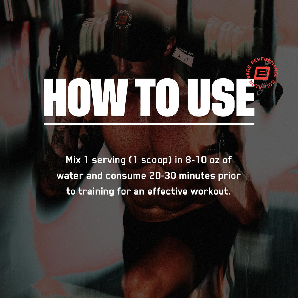 BARE PERFORMANCE NUTRITION vaso con servicio mezclado listo para entrenar