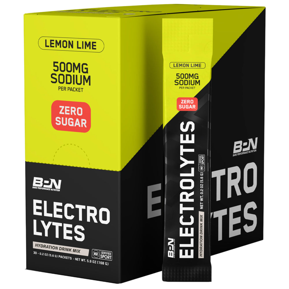 BARE PERFORMANCE NUTRITION paquete frontal sabor limón lima, práctico y portátil
