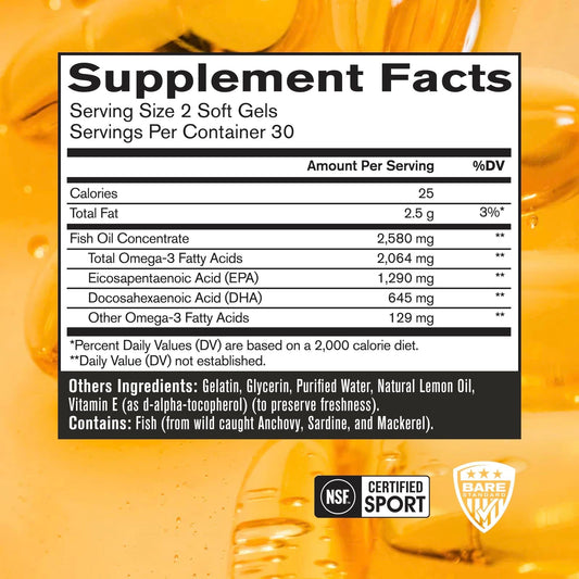 BARE PERFORMANCE NUTRITION cápsula de gel blando en primer plano, fácil de tragar y absorción
