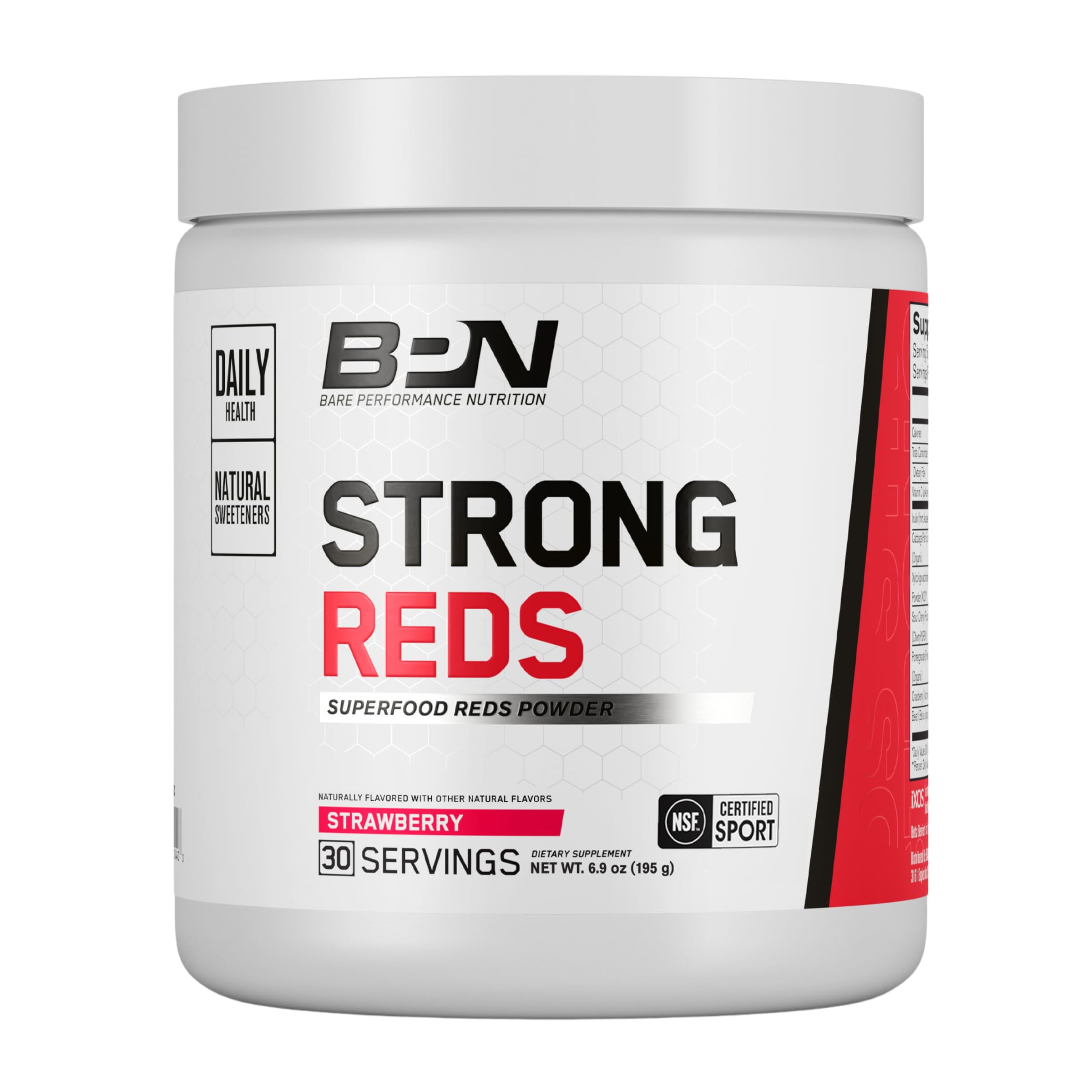 BARE PERFORMANCE NUTRITION bote frontal mostrando el producto y beneficios