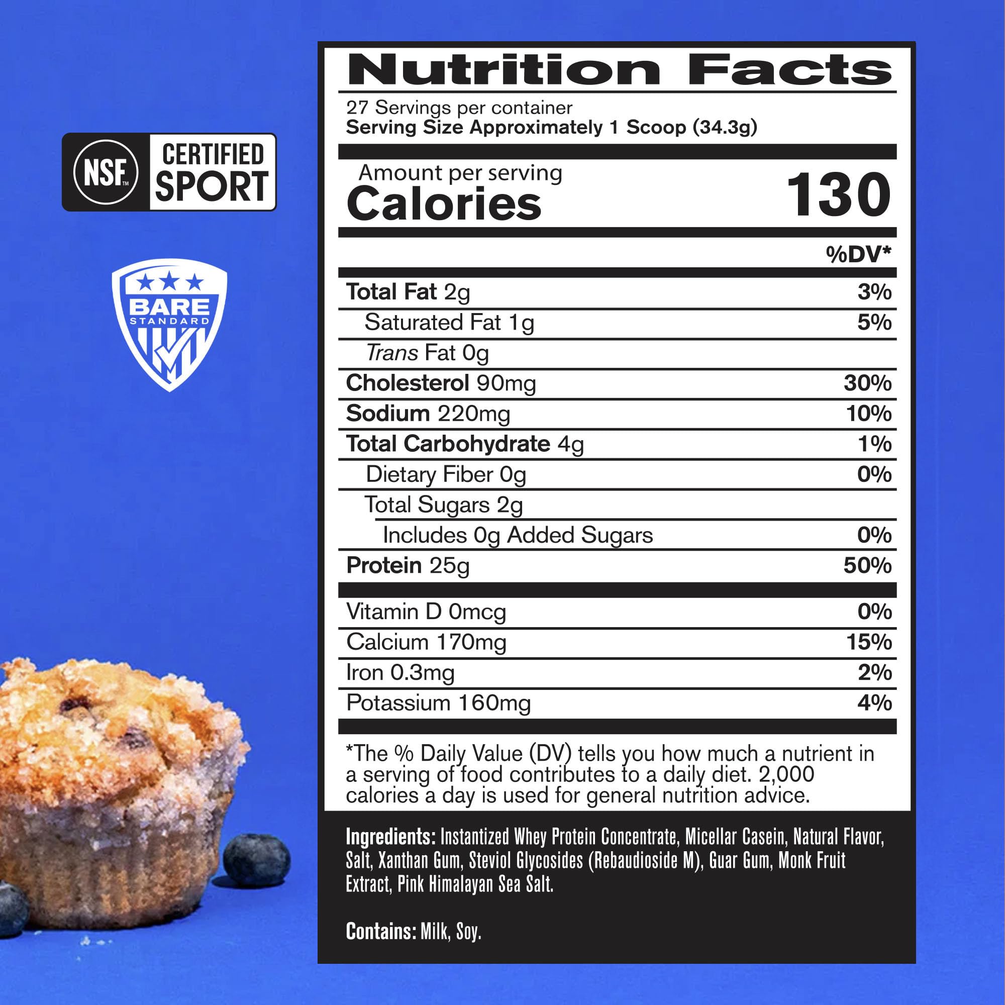 BARE PERFORMANCE NUTRITION detalle de textura en polvo y mezcla fácil para batidos