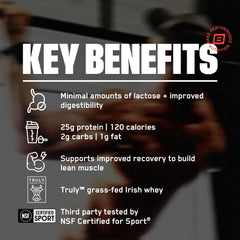 BARE PERFORMANCE NUTRITION etiqueta con certificados NSF y origen irlandés verificado