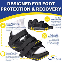 Brace Direct primer plano de las tres correas ajustables que aseguran el pie