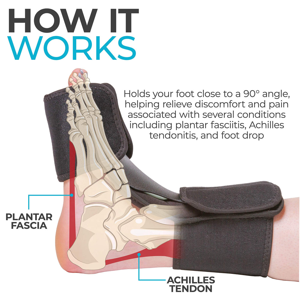 BraceAbility comparación de tamaño junto a una zapatilla para elegir talla correcta