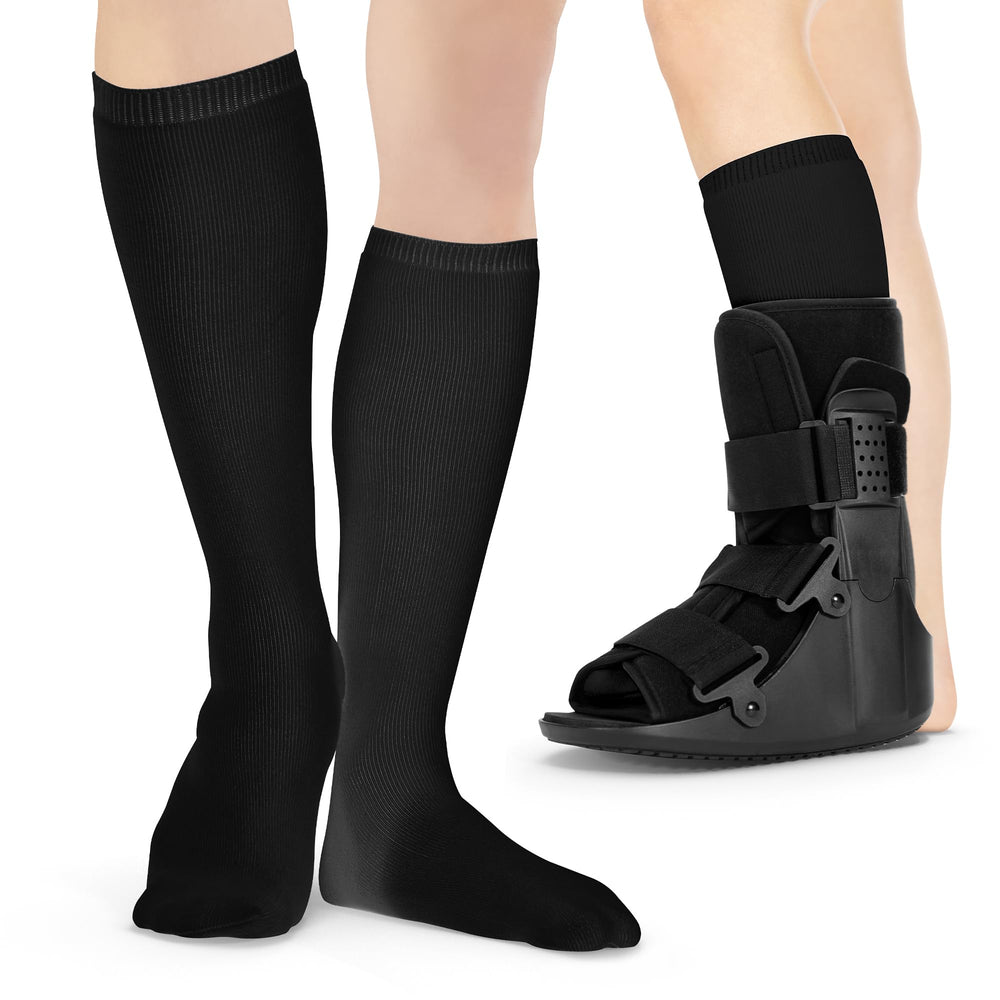 BraceAbility empaque frontal mostrando el par negro y comodidad inmediata