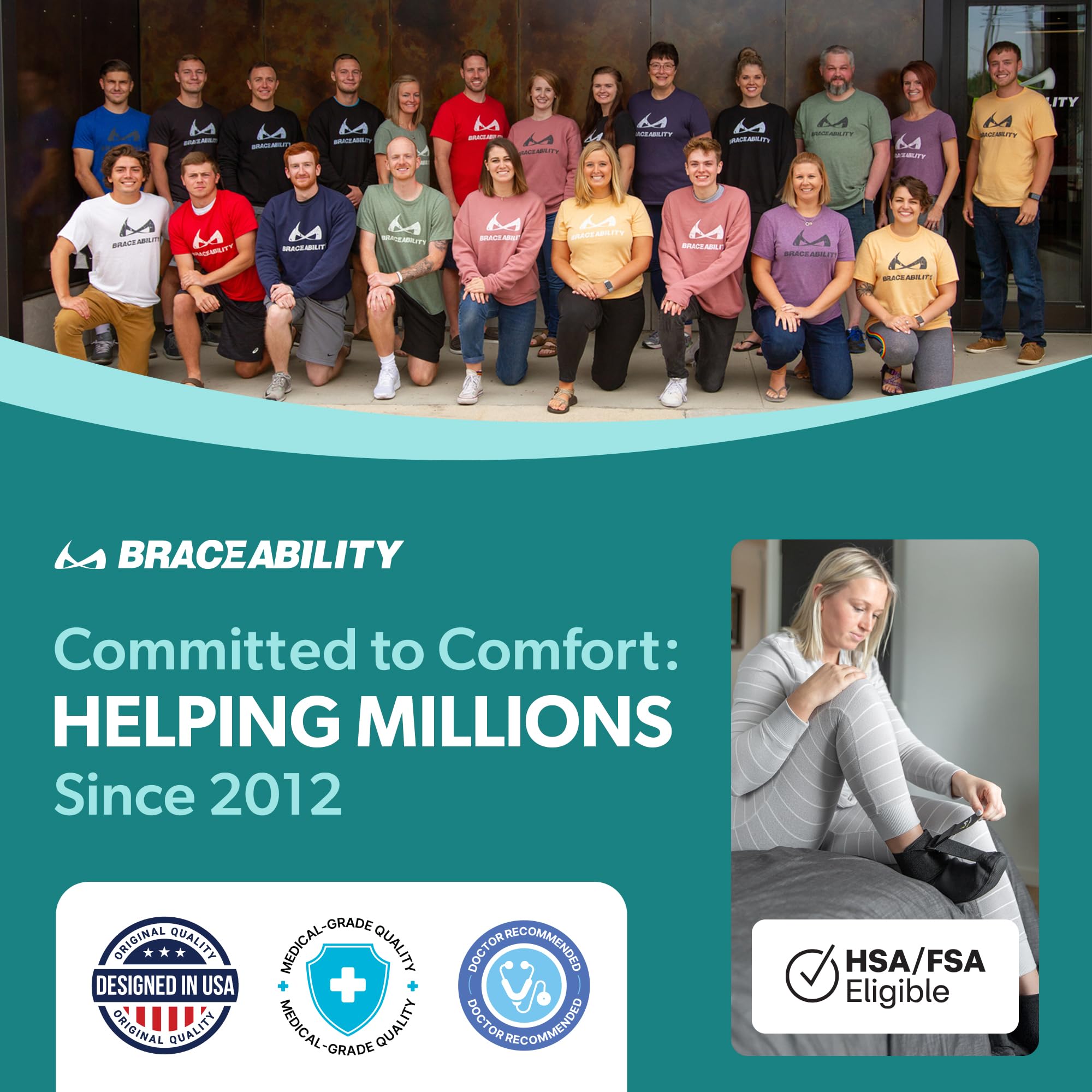 BraceAbility producto en dormitorio mostrando uso cómodo y discreto