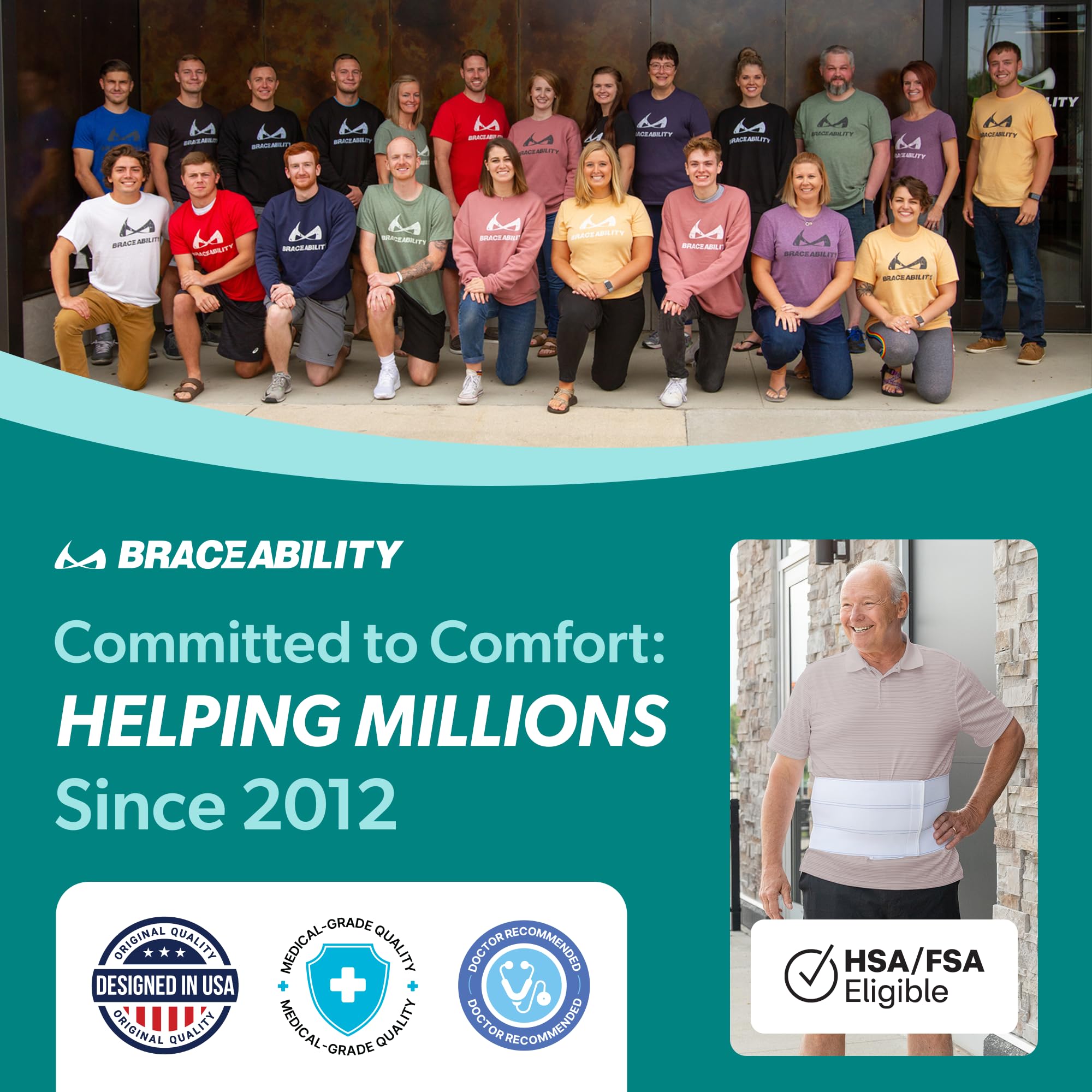 BraceAbility etiqueta con instrucciones y cuidados para mantener la durabilidad