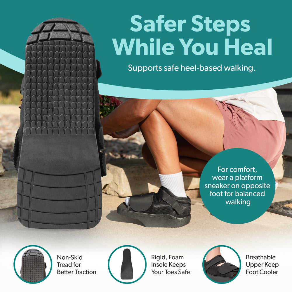 BraceAbility perfil de la suela con ángulo de 15 grados que desvía peso al talón