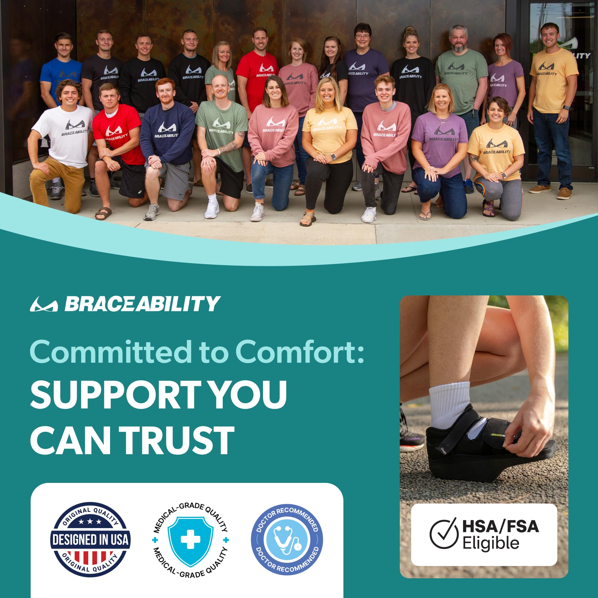 BraceAbility bota en uso doméstico mostrando apoyo al talón y movilidad segura