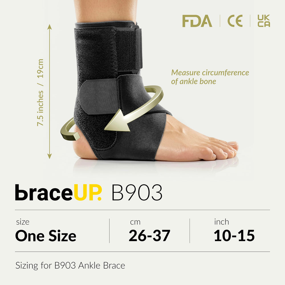 BraceUP etiqueta con instrucciones y beneficios visibles