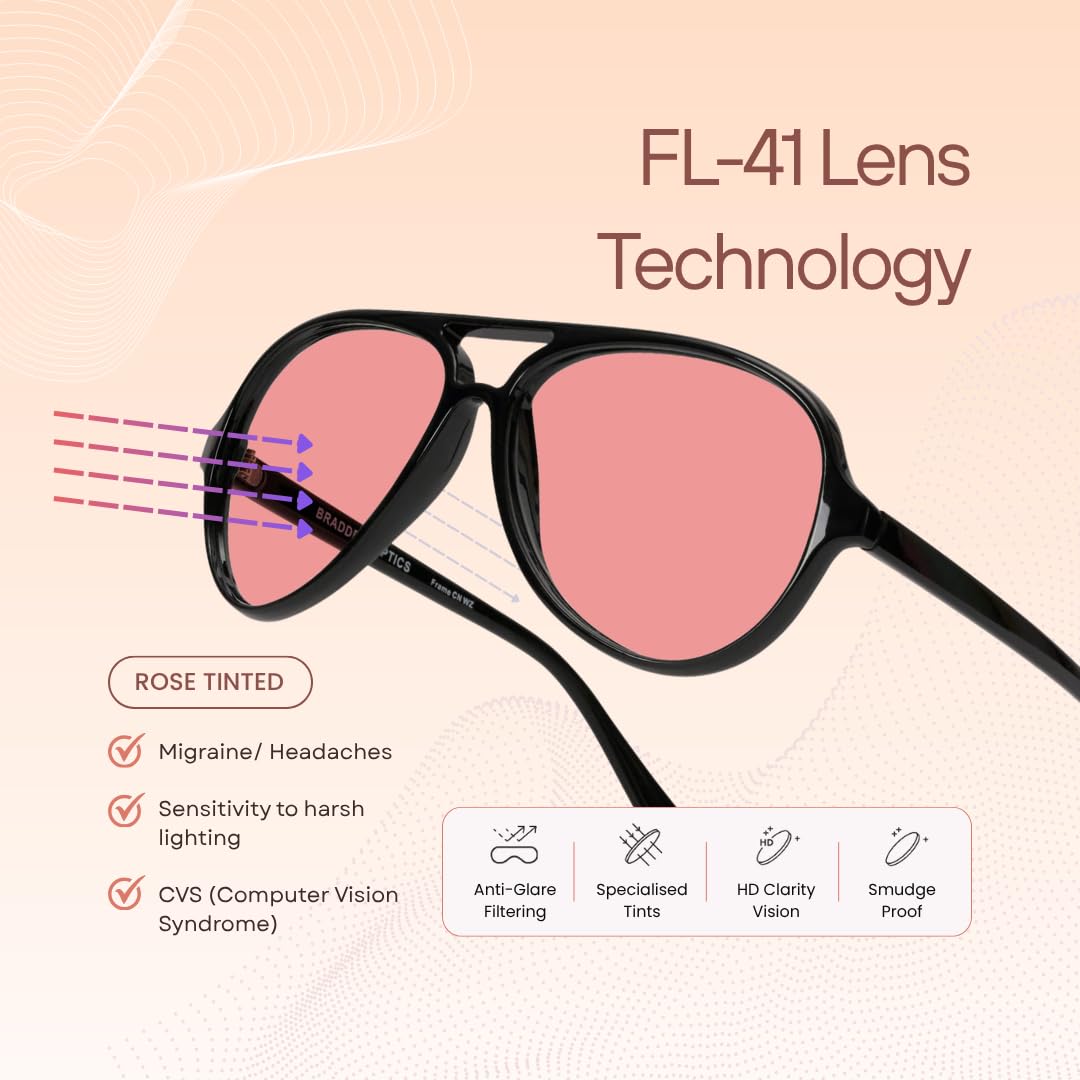 BRADDELL OPTICS lente FL-41 rosa cerrada que reduce deslumbramiento fluorescente