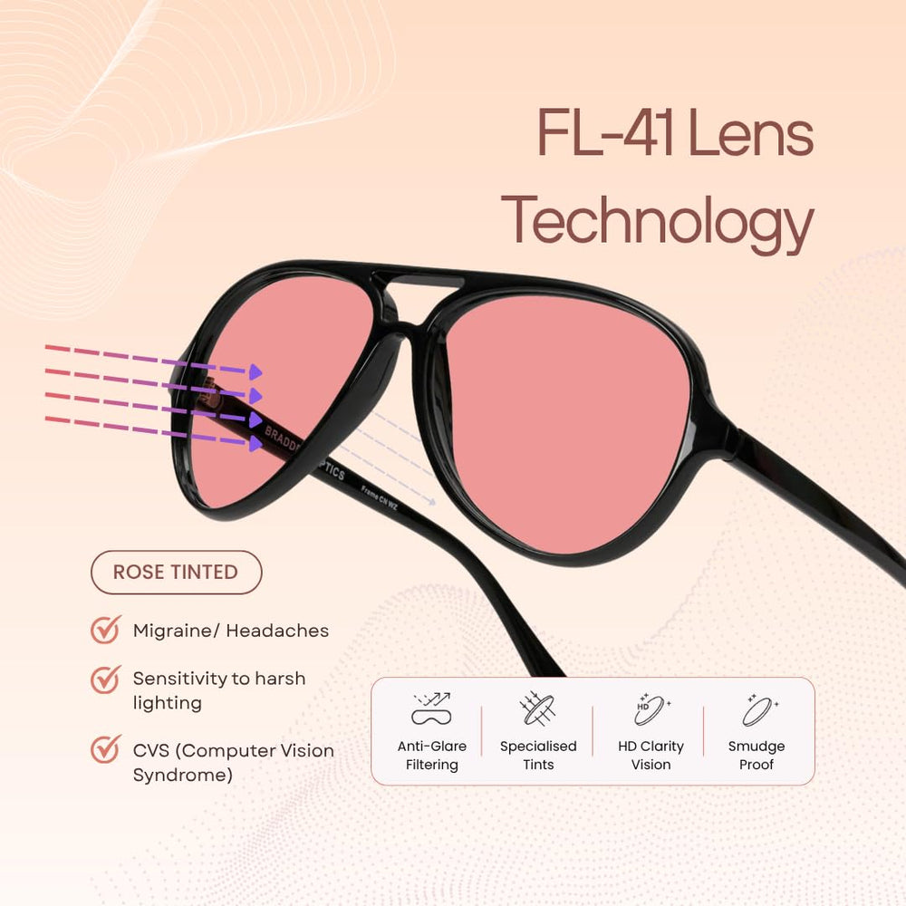 BRADDELL OPTICS lente FL-41 rosa cerrada que reduce deslumbramiento fluorescente