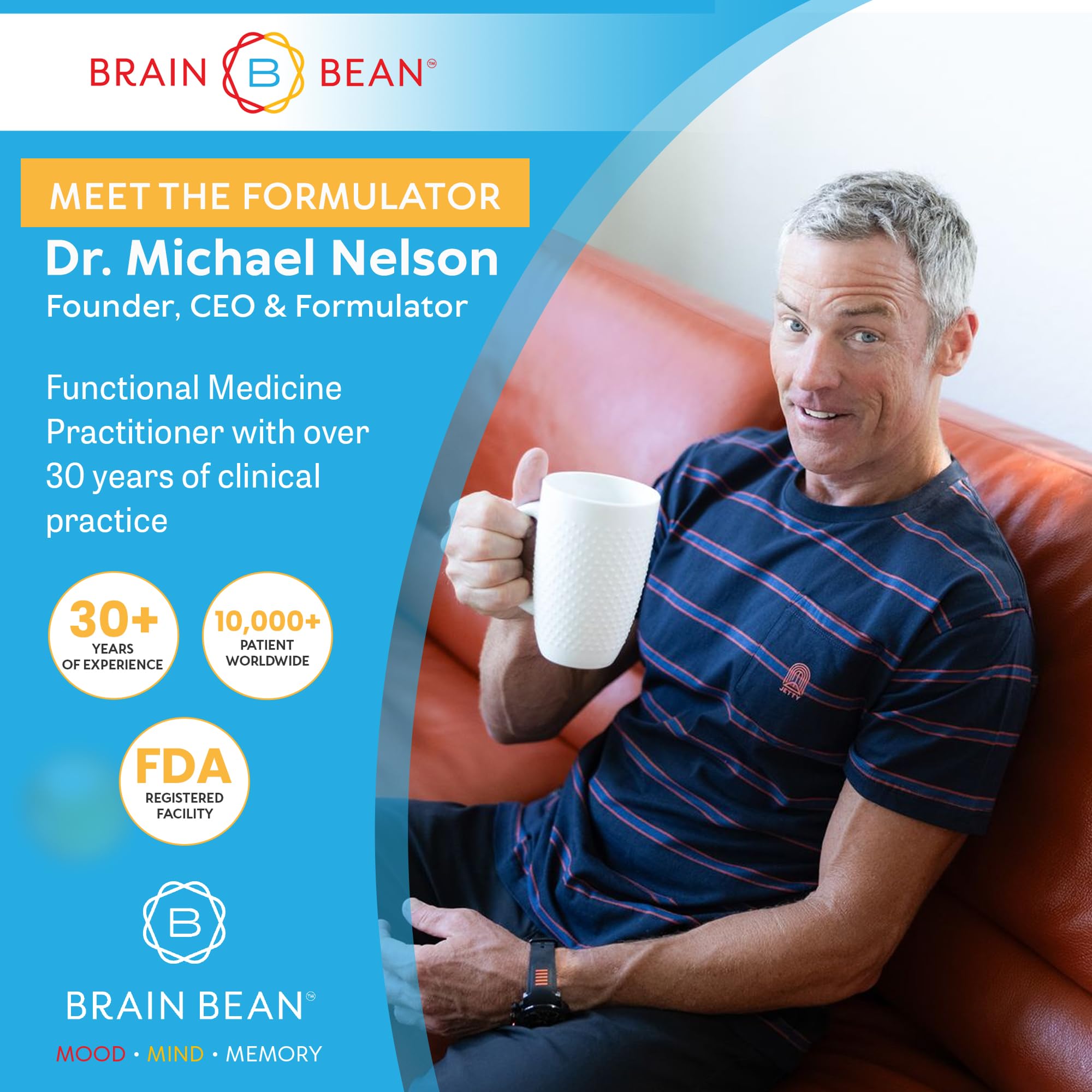 Brain Bean caja abierta con envase y pastillas, embalaje y contenido